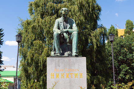 Voronezh, Russia - August 23. 2018. Monument to poet Ivan Nikitin. Established in 1911のeditorial素材