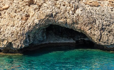 Limestone sea coastline, island of Cyprusの写真素材