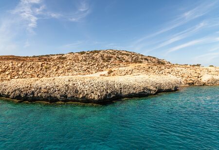Limestone sea coastline, island of Cyprusの写真素材