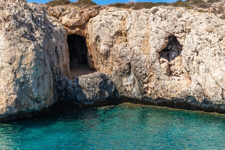 icons in cave in the Lagoon, Cyprusの写真素材