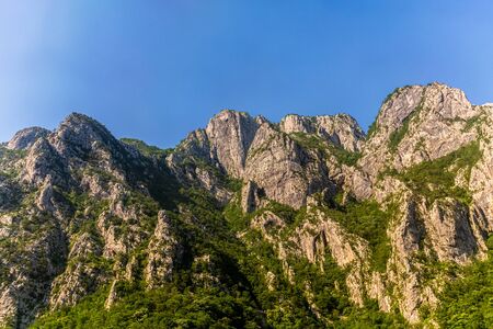 Rocky mountains in canyon of the Moraca river in Montenegroの写真素材