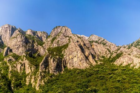 Rocky mountains in canyon of the Moraca river in Montenegroの写真素材