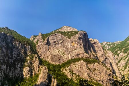 Rocky mountains in canyon of the Moraca river in Montenegroの写真素材