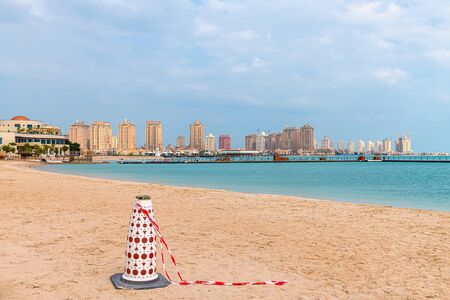 Residential homes on the Pearl Island in Doha, Qatarの写真素材