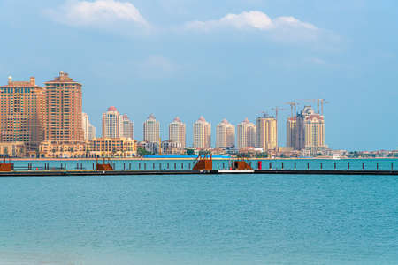 Doha, Qatar - Nov 21. 2019. Residential homes on the Pearl Islandのeditorial素材