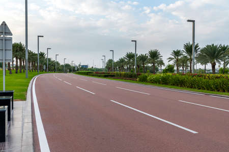 Doha, Qatar - Nov 20. 2019. Empty after repair the Majlis Al Taawon Street