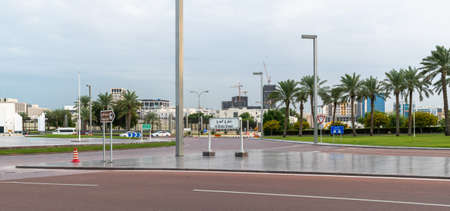 Doha, Qatar - Nov 20. 2019. An Empty after repair Al Bidda Streetのeditorial素材