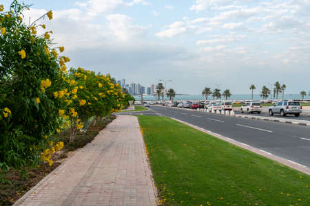 Doha, Qatar - Nov 20. 2019. The Cityscape with Al Bidda Streetのeditorial素材