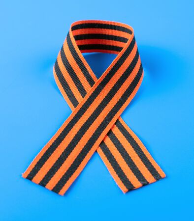 St George's festive ribbon on a blue backgroundの写真素材
