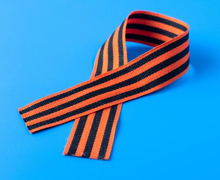 St George's festive ribbon on a blue backgroundの写真素材