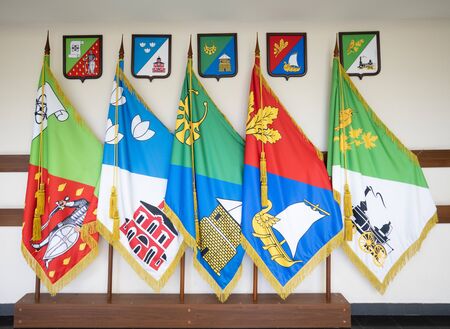 Flags of administrative districts of Zelenograd in Moscow, Russiaの写真素材