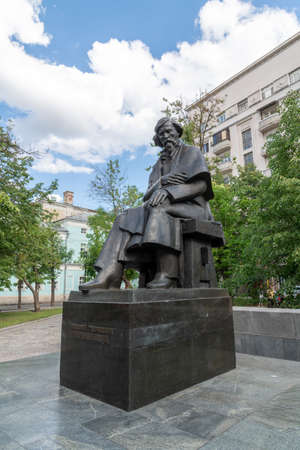 Moscow, Russia - June 2. 2019. Monument to the famous writer Nikolai Chernyshevsky on Pokrovka streetのeditorial素材