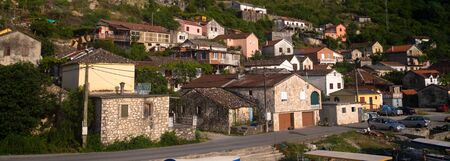 small village on a hill in Montenegroの写真素材