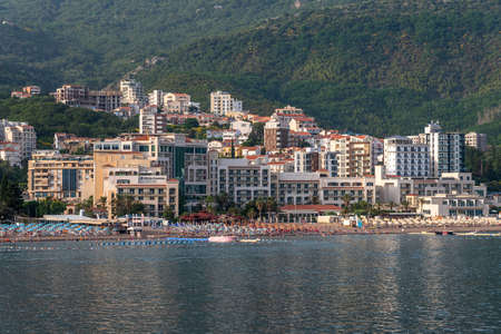 Becici, Montenegro - June 15.2019. The resort village of Becici and Rafailoviciのeditorial素材