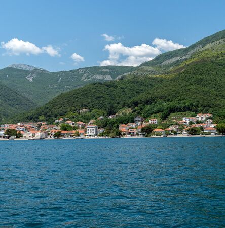 View of old town in Kotor Bay, Montenegroの写真素材