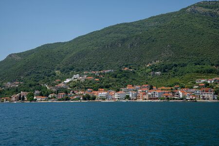 View of old town in Kotor Bay, Montenegroの写真素材