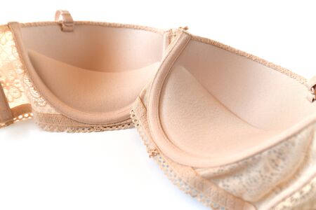 Beige Push Up Bra on light backgroundの写真素材