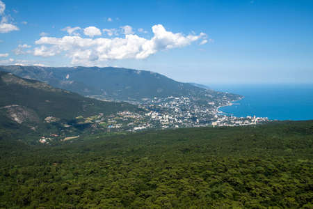 View of the Mountain Forest Reserve and Yalta, Crimeaの写真素材