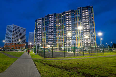 Moscow, Russia - July 7. 2020. Typical modern cityscape in new neighborhoodのeditorial素材