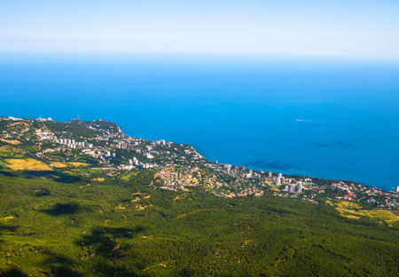 View of Gaspra and Koreiz villages from height, Crimeaの写真素材