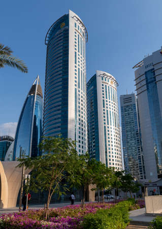 Doha, Qatar - Nov 21. 2019. The Alfardan Office Tower work placeのeditorial素材