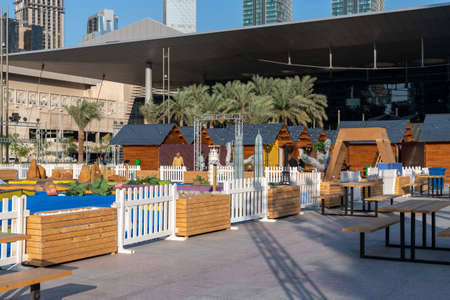 Doha, Qatar - Nov 21. 2019. Game complex on Exhibition of miniature copies of world landmarksのeditorial素材