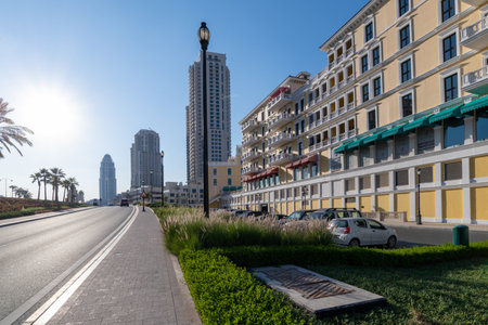 Doha, Qatar - Nov 23. 2019. Cityscape on the Pearl Islandのeditorial素材