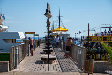 Protaras, Cyprus - Oct 10. 2019. Tourist embankment in the city centerのeditorial素材