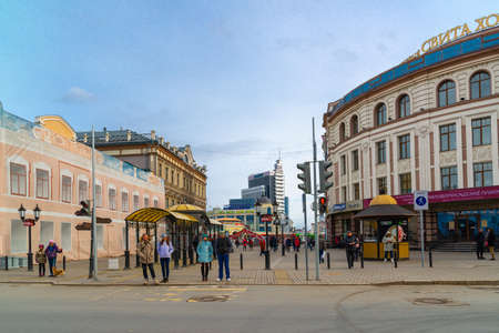 Kazan, Russia - Mar 27.2017. Bauman Street - pedestrian street in historical part of cityのeditorial素材