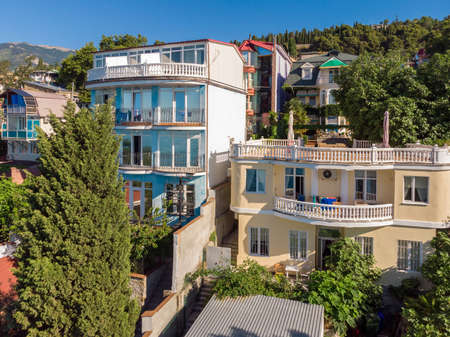 City landscape with mountain in Yalta, Crimeaの写真素材