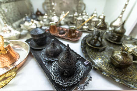 The Traditional Tatar tea tin utensils in Crimeaの写真素材