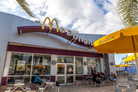 Protaras, Cyprus - Oct 6. 2019. The McDonalds on Protaras Avenueのeditorial素材