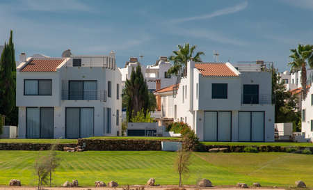 Typical architecture of country houses in Cyprus in the resort areaの写真素材