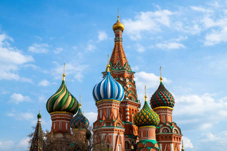 The Saint Basil Cathedral on Red Square in Moscow, Russiaの写真素材