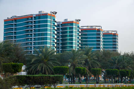 Abu Dhabi, UAE - March 31. 2019. The Al Sahel towers Residential complex on the Cornicheのeditorial素材