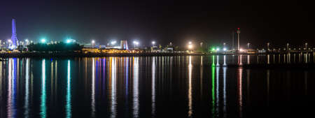 The Night panorama of Abu Dhabi from the sea, UAEの写真素材