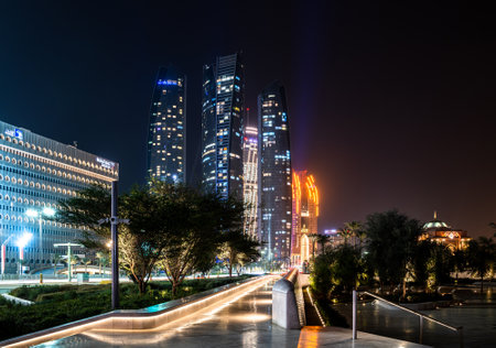 Abu Dhabi, UAE - April 4. 2019. The Complex of skyscrapers - The Etihad Towersのeditorial素材