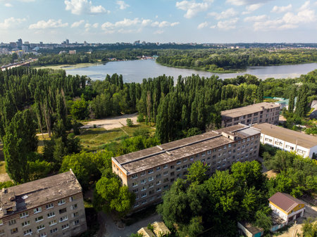 view of Levoberezhny district and the Voronezh river in Lipetsk, Russiaの写真素材