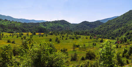 Landscape with a village in north Montenegroの写真素材