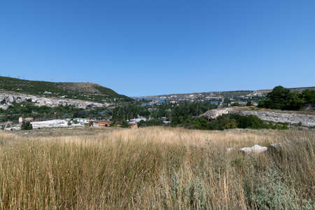 Panorama of Inkerman Bay in summer, Crimeaの写真素材
