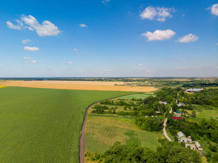 Beautiful rural summer flat landscape in Russiaの写真素材