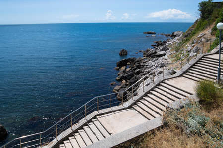 the embankment along the Black Sea in Foros, Crimeaの写真素材
