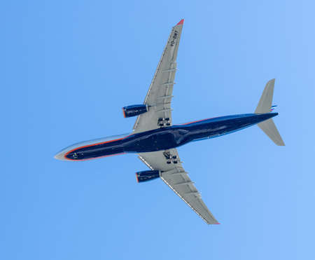 Sheremetyevo, Russia - May 09. 2018. AIRBUS A330-300 of airline Aeroflot in the sky, tail number VQ-BMYのeditorial素材