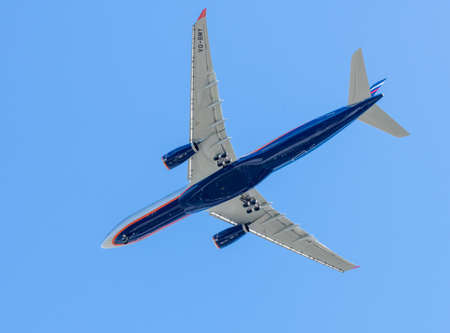 Sheremetyevo, Russia - May 09. 2018. AIRBUS A330-300 of airline Aeroflot in the sky, tail number VQ-BMYのeditorial素材