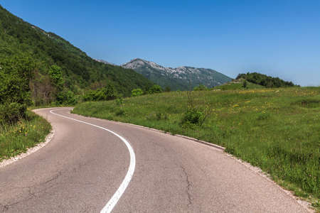 The Asphalt mountain road in the Montenegroの写真素材
