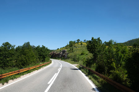 The Asphalt mountain road in the Montenegroの写真素材