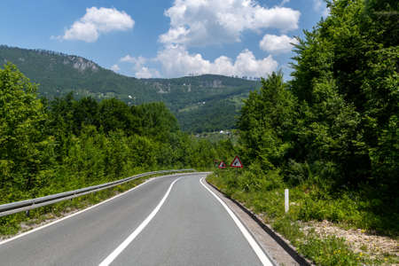 The Asphalt mountain road in the Montenegroの写真素材