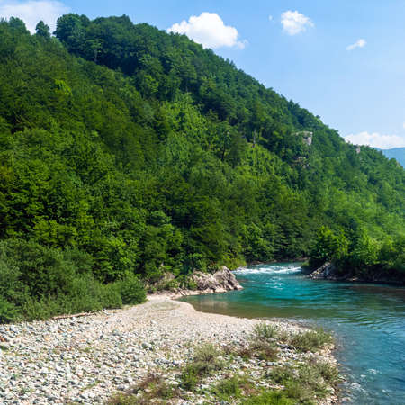 Landscape with a beautiful mountain river in Montenegroの写真素材