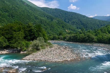 Landscape with a beautiful mountain river in Montenegroの写真素材