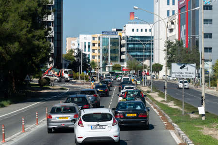 Nicosia, Cyprus - November 2. 2018. Lemesou Avenue traffic and general view of the cityのeditorial素材